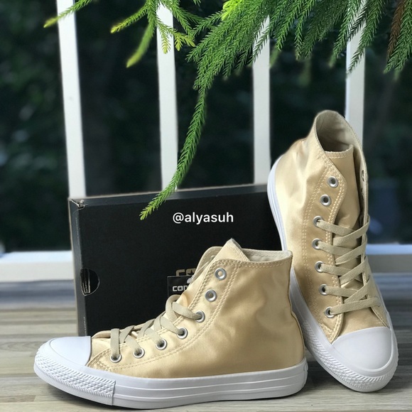Converse Ctas HI Parchment Satin Gold W AUTHENTIC - Picture 2 of 8